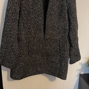 Tailored Black & White Herringbone Blazer Jacket